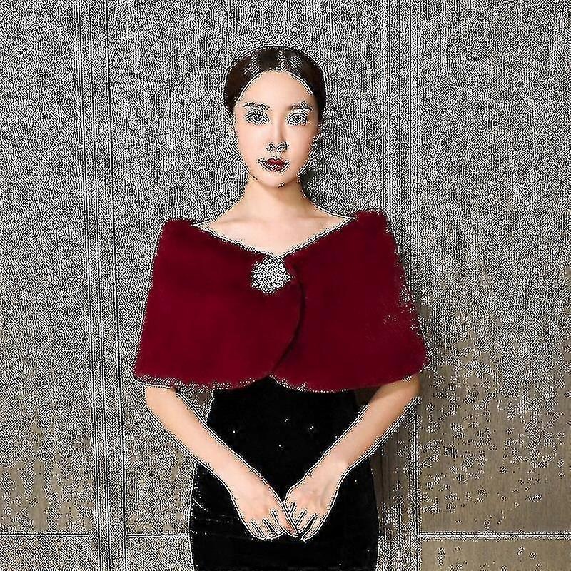 Elegant Women Wedding Jackets White Black Faux Fur Accessory Bridal Shawl Wraps Cape Winter Evening Party Coat Cloak | Fruugo SG