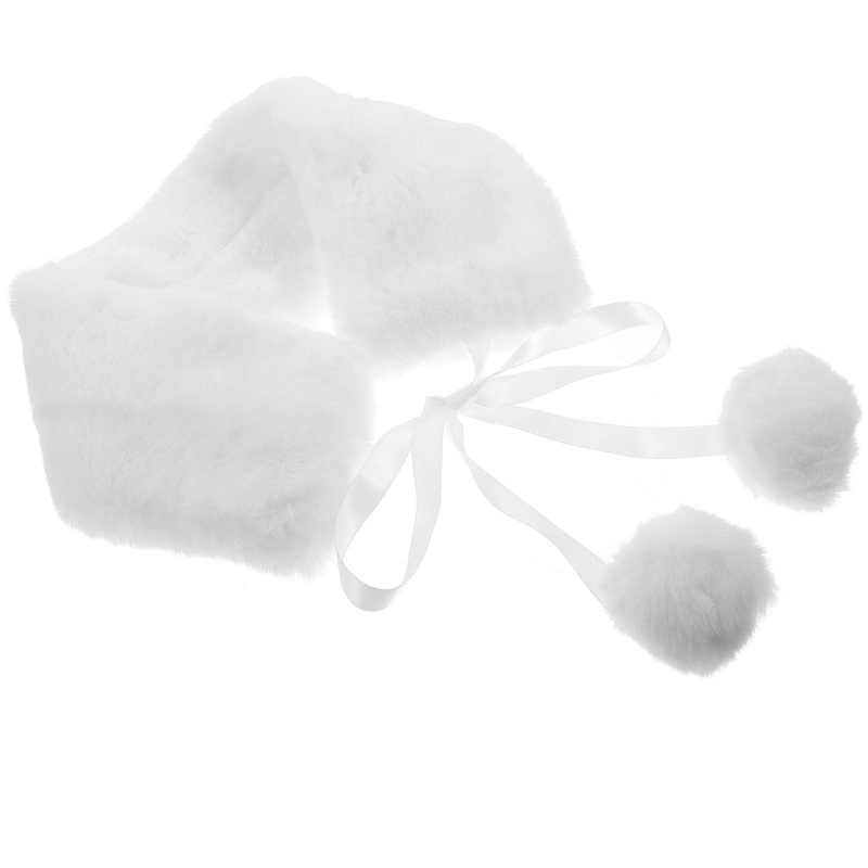 Fashionable White Plush Scarf For Women Offering Neck Protection 1 Piece | Fruugo SG