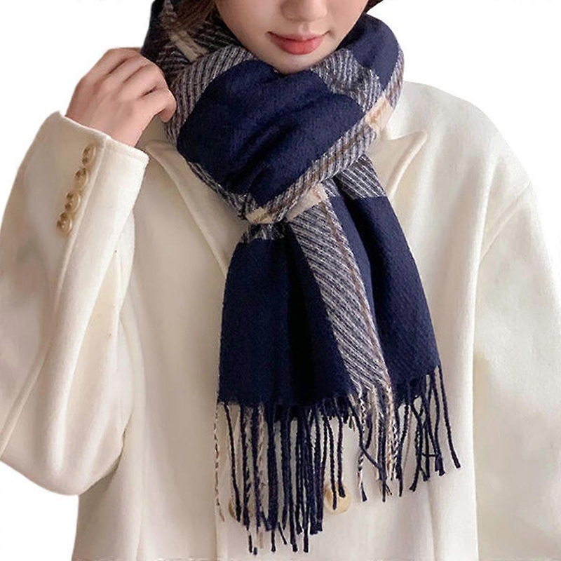 Winter Scarf for Women Shawl Cashmere Feel Tassel Plaid Large Scarves  | Fruugo SG