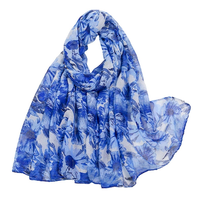 Women Ladies Scarf, Long Scarves, Floral Neck Scarf, Shawl Wrap, Christmas Scarf ( Blue ) | Fruugo SG