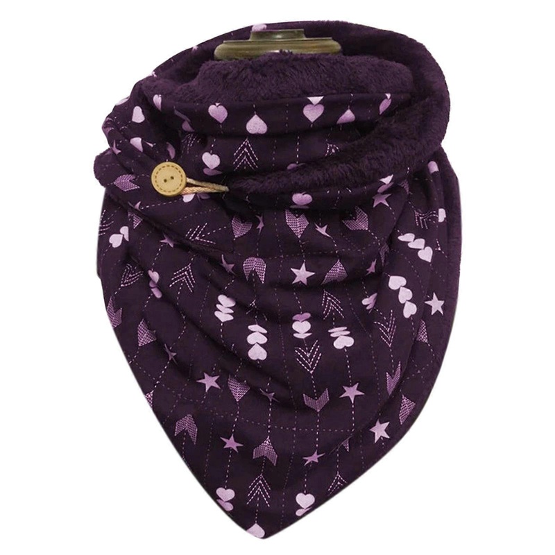 Women Winter Plush Lined Shawl Wrap Heart Star Print Button Scarf Neck Warmer  V | Fruugo SG