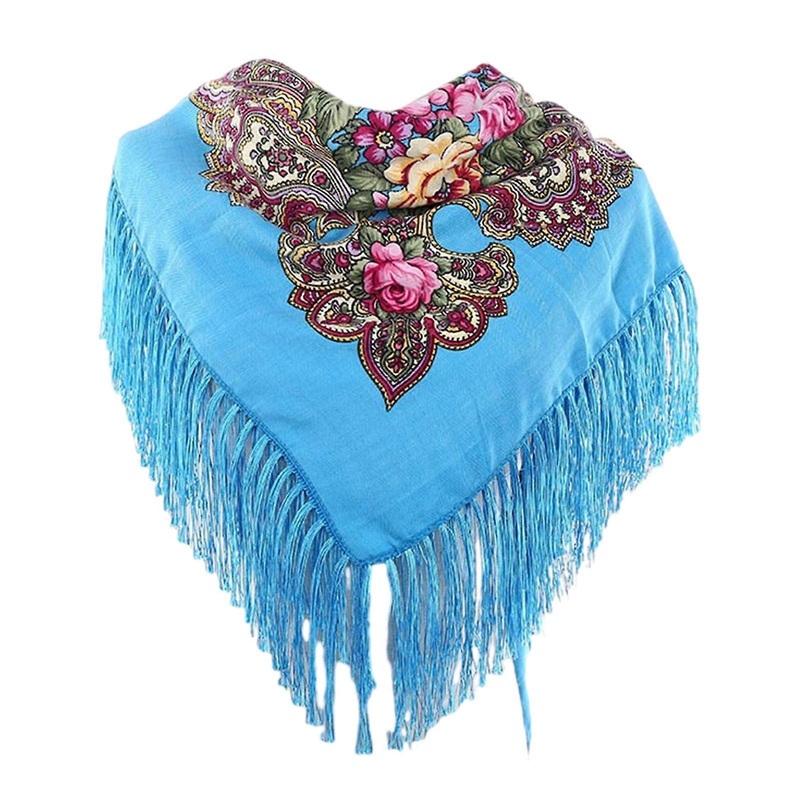 Womens Winter Scarfs Warm Scarf Tassels Shawls Square Scarves Ethnic Style Scarf Air Conditioning Blanket Wrap  Blue | Fruugo SG