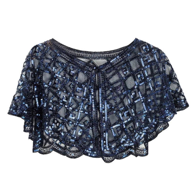 1920s Glistening Shawl for Women Flapper Evening Dress Accessories for Prom Women Wrap Shrug Scarf Elegant Sequins  Deep Blue | Fruugo SG