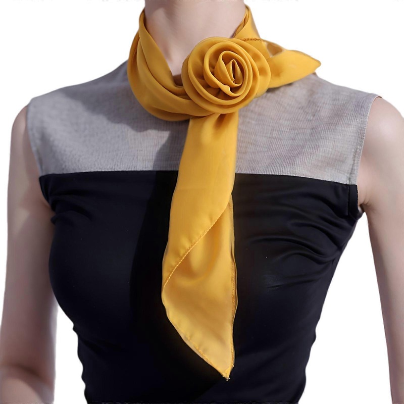 Elegant Rose Flower Neck Scarf for Casual Party Gown Silk Scarf Decorative Neckwear Women Favor Neck Wrap Shawl Scarves  Yellow | Fruugo SG