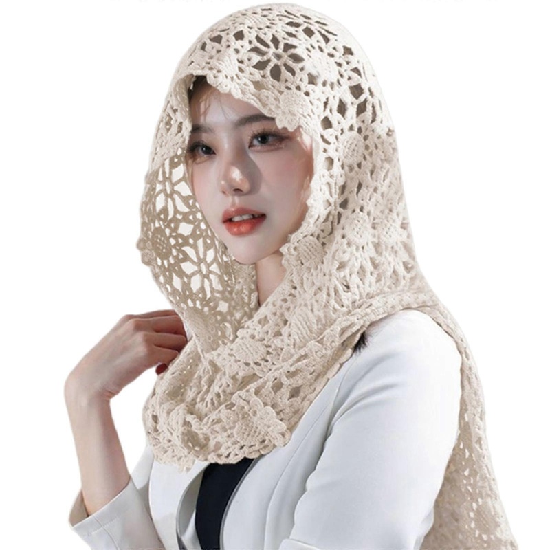 Fashion Mantilla Wedding Party Shawl for Woman Lace Trim Wrap Casual Scarves Shawls Hood Foulard Female Mantilla  Beige | Fruugo SG