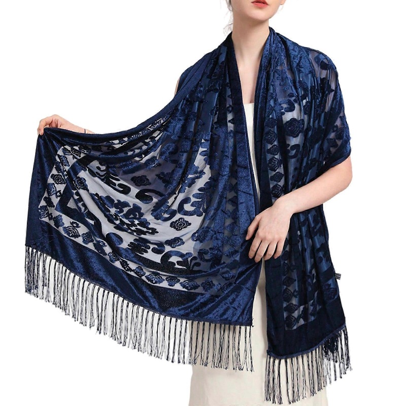 Luxurious Shawl for Women Cheongsam Dress Shoulder Wrap Multifunctional Long Fringed Scarf with Chinese Embroidery  Navy Blue | Fruugo SG