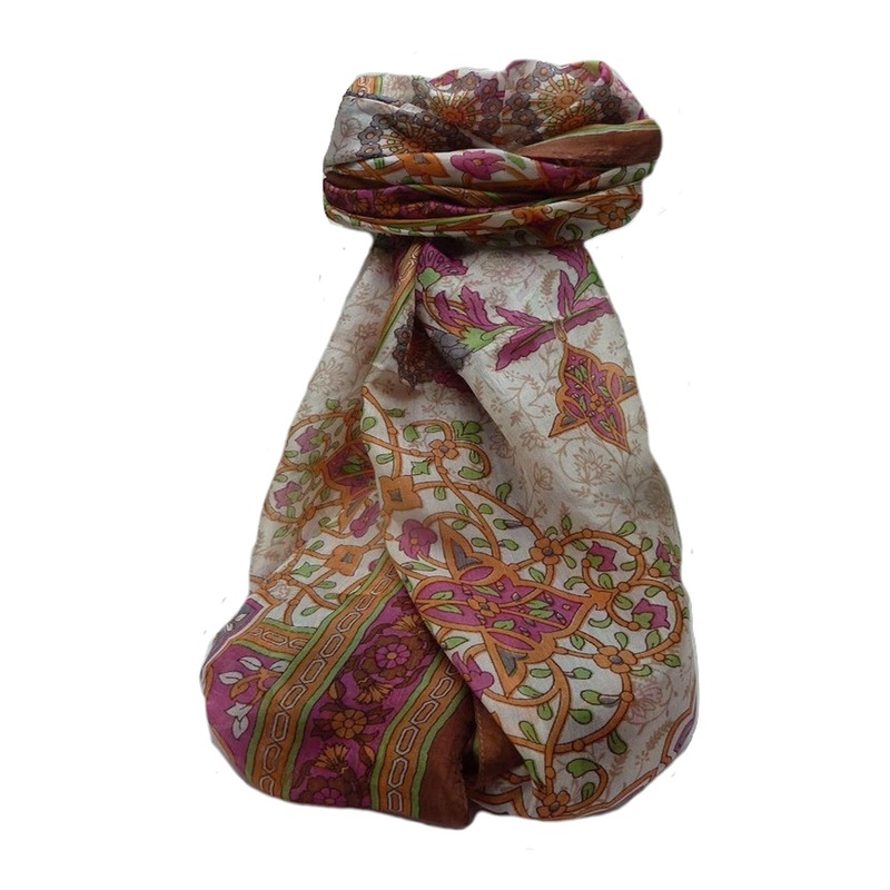 Mulberry Silk Traditional Long Scarf  Kareena Chestnut by Pashmina & Silk | Fruugo SG