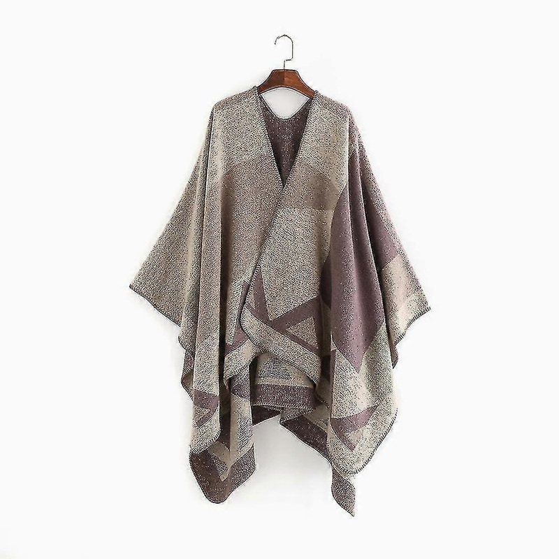 Women’s Poncho Shawl Open Front Reversible Shawl Thick Cardigan Coat | Fruugo SG