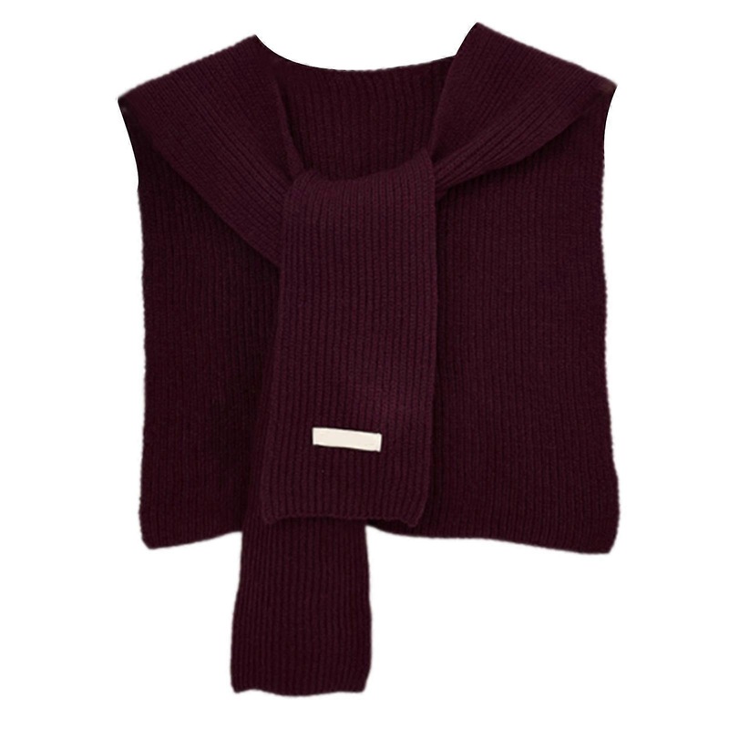 Women’s Winter Fall Knitted Shawl Wrap Faux Collar Elegant Solid Color Neck Guard Scarf Knotted Front Shoulder Capes  Purple red | Fruugo SG