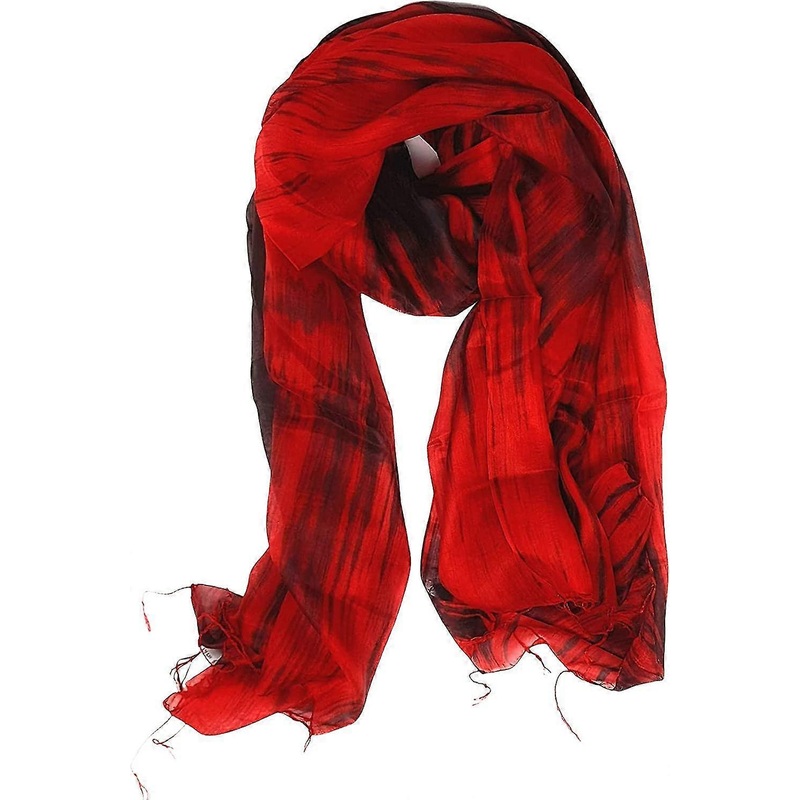100% Pure Silk Scarf Woman’s Scarves Shawl Wrap Hand Painted Red And Black Silk Olaof Scarf | Fruugo SG