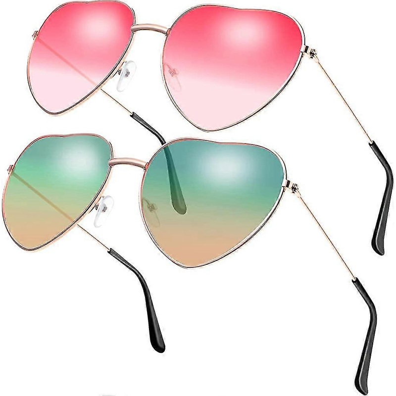 2 Pairs Hippy Specs Glasses Heart Shaped Sunglasses For Hippie Fancy Dress | Fruugo SG
