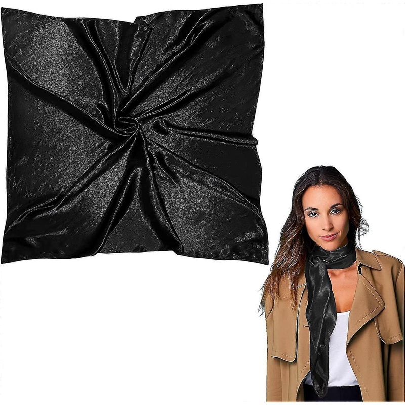 36.4 Inch Satin Silk Head Scarf Black Head Scarf For Women Square Satin Head Scarf Headdress Plain Black Scarves | Fruugo SG