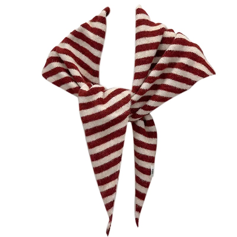 Acrylic Knitted Striped Triangular Scarf Shawl for Layering Winter Faux Wool Warm Large Wrap Capelet for Women and Men  Red | Fruugo SG