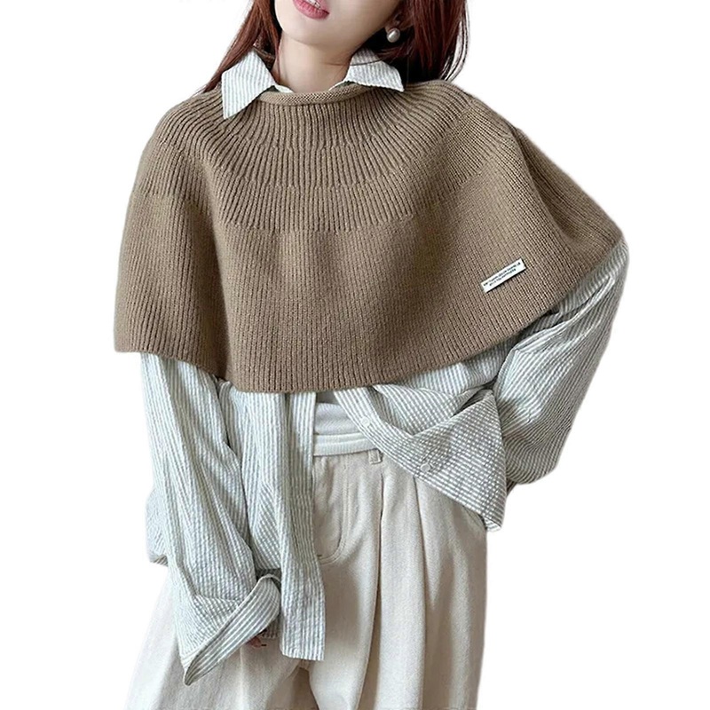 Classical Capes Scarf Shawl Scarf All Matching Knitted Shawl Wrap Cloak Scarf for Stylish Warmth Cold Weather Neck Wrap  khaki | Fruugo SG