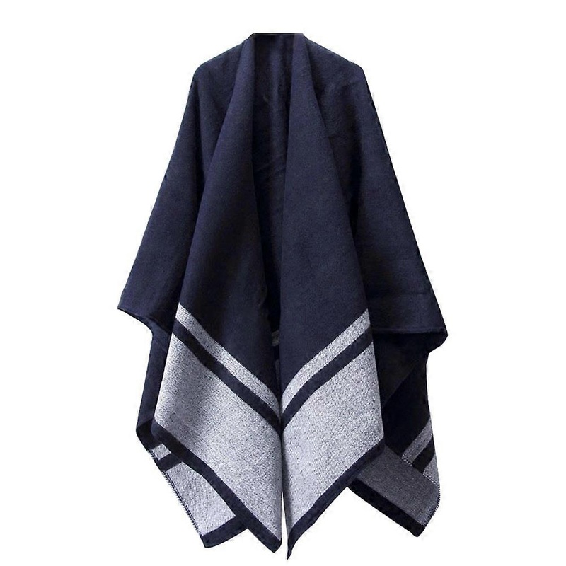 Cold Scarf Women Oversized Thickened Cloak Stylish Grey Blue Striped 150x125cm Versatility 1Set | Fruugo SG
