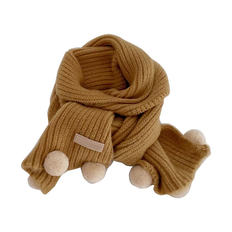Kids Scarf Pom Pom Trims Neck Warmer Cosy and Warm Neckerchief Autumn Winter Accessories Shower Gift for Toddlers  khaki | Fruugo SG