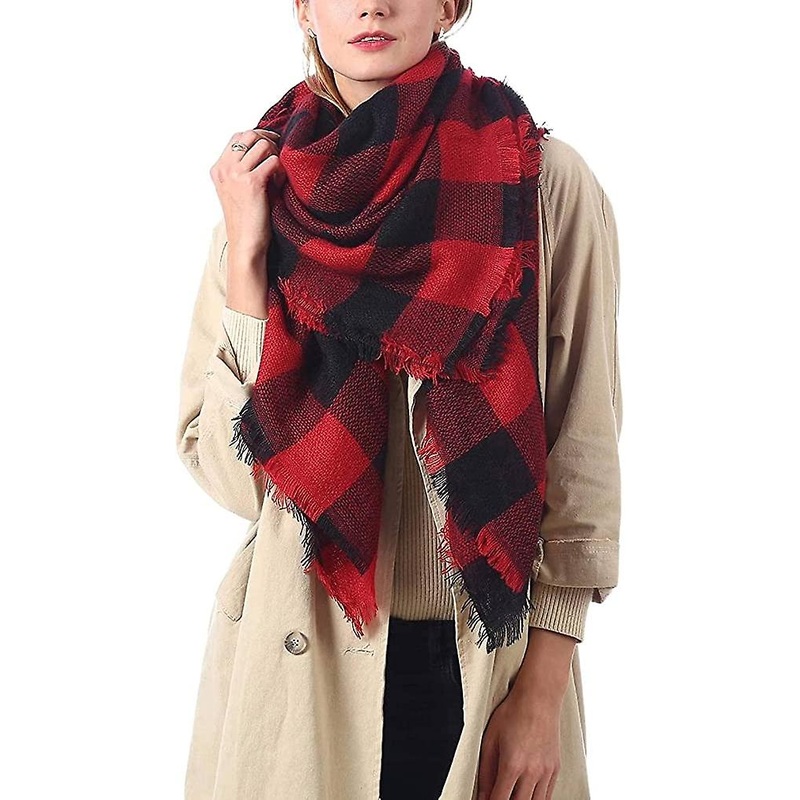 Ladies Plaid Luxury Warm Scarf Winter Scarf Female Warm Outdoor Shawl Female Blanket Cotton Scarf | Fruugo SG
