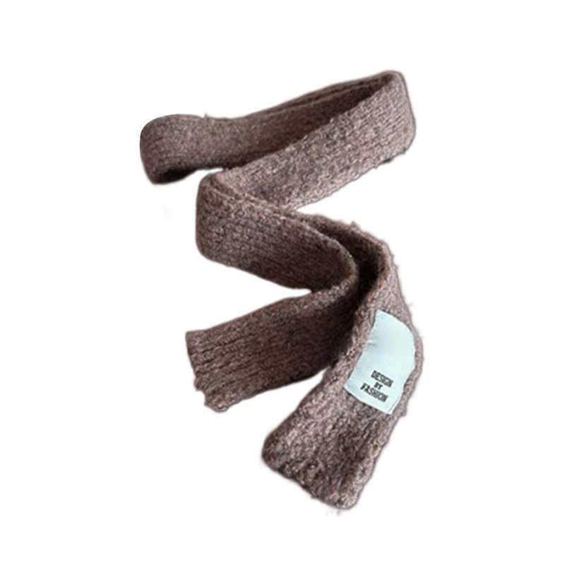 Women Winter Solid Color Scarf Dopamine Styling Neckerchief Y2k Style Decorative Thin Knitted Neck Guard Lightweight  Coffee | Fruugo SG