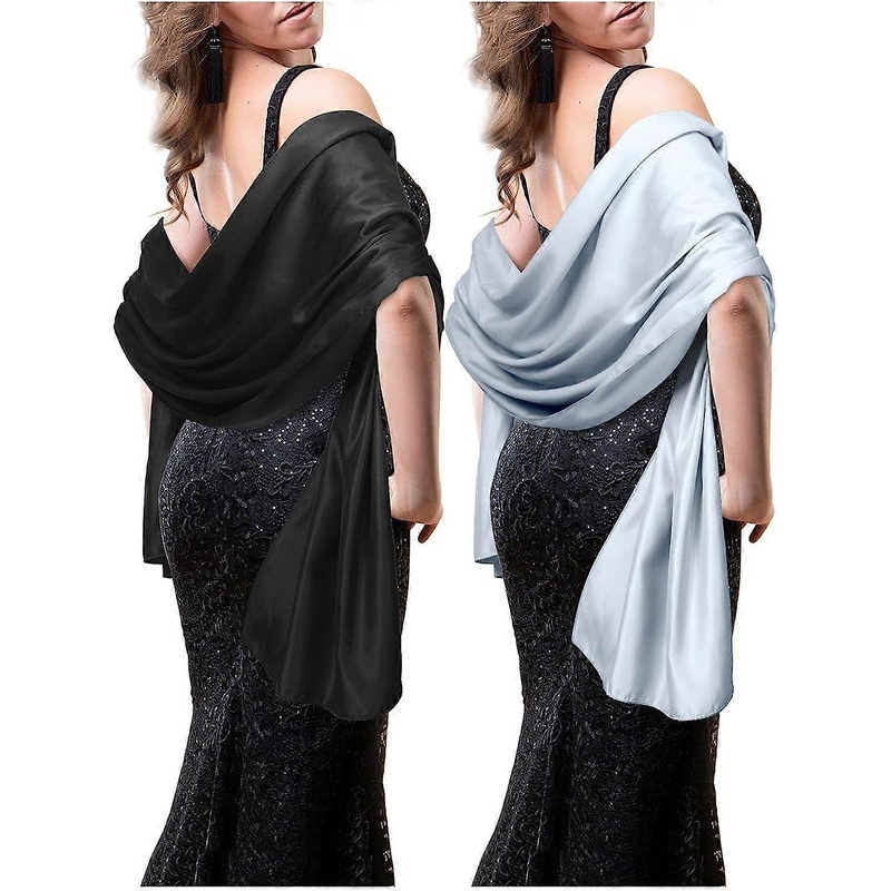 2 Pieces Women Satin Shawl Scarfs Silky Wedding Bridesmaid Wraps 70.87 x 27.56 inches | Fruugo SG