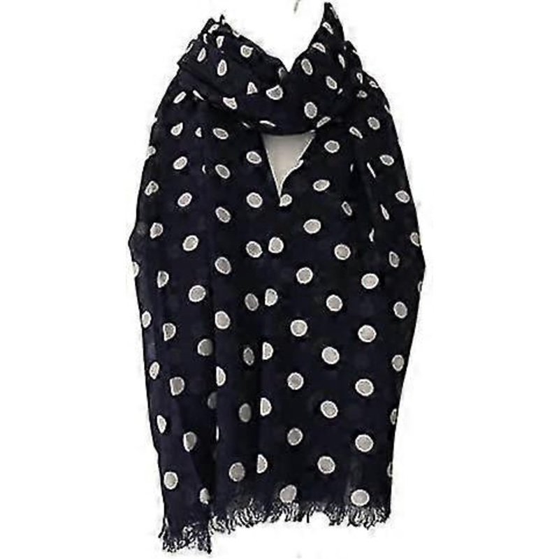 Black Polka Dot Olaof Scarf, White Spotted Wrap, Ladies Cotton Blend Spotty Fair Trade Shawl | Fruugo SG