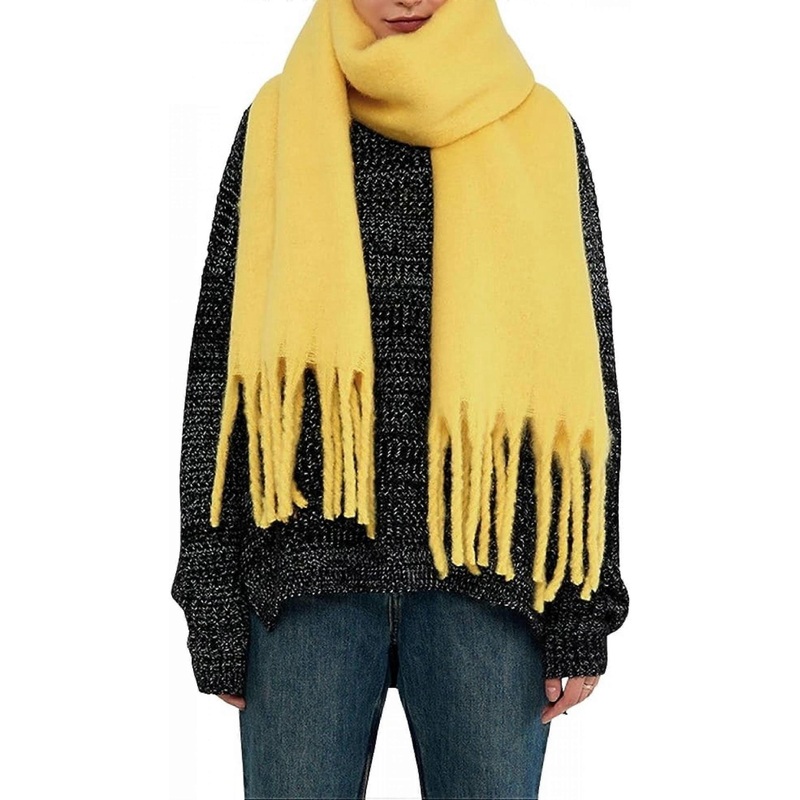 Coloured Checked Oversized Scarf Tassel Soft Fall Winter Thick Scarf Warm Shawl Women Gift for Birthday, Christmas, and New Year’s DayYellow | Fruugo SG