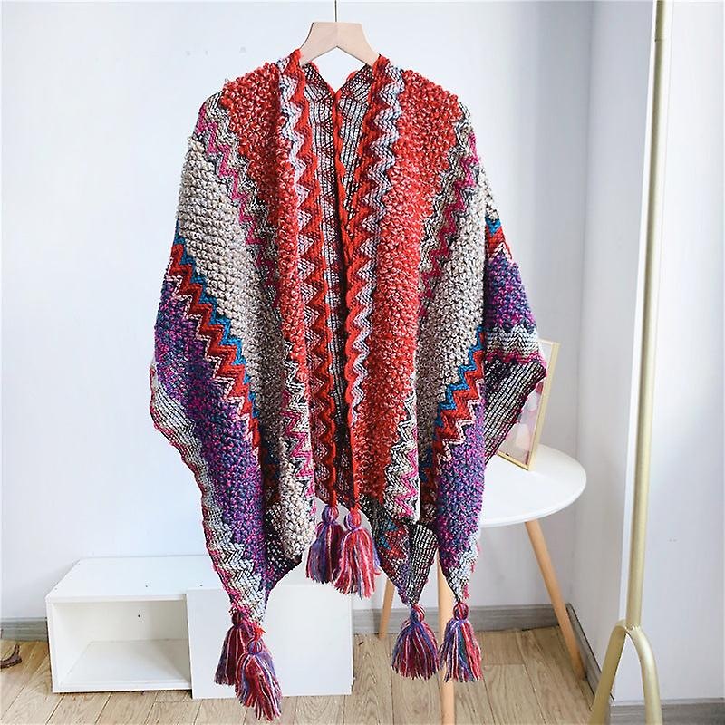 Ethnic Style Shawl Lijiang Scarf Travel Shawl Cape Outer Wear Thickened Cloak Robe | Fruugo SG