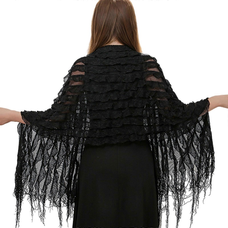 Fashionable Fringed Lace Shawl for Vacation Thin Seethrough Shawl Wrap for Parties Sun Protective Shawl Party Dress Wrap  Black | Fruugo SG