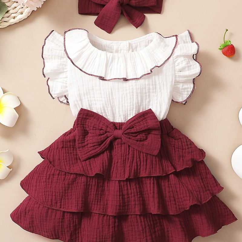 Get Your Little Princess Ready For Any Day With Our 2-piece Casual Color Block Dress And Headband Set | Fruugo SG