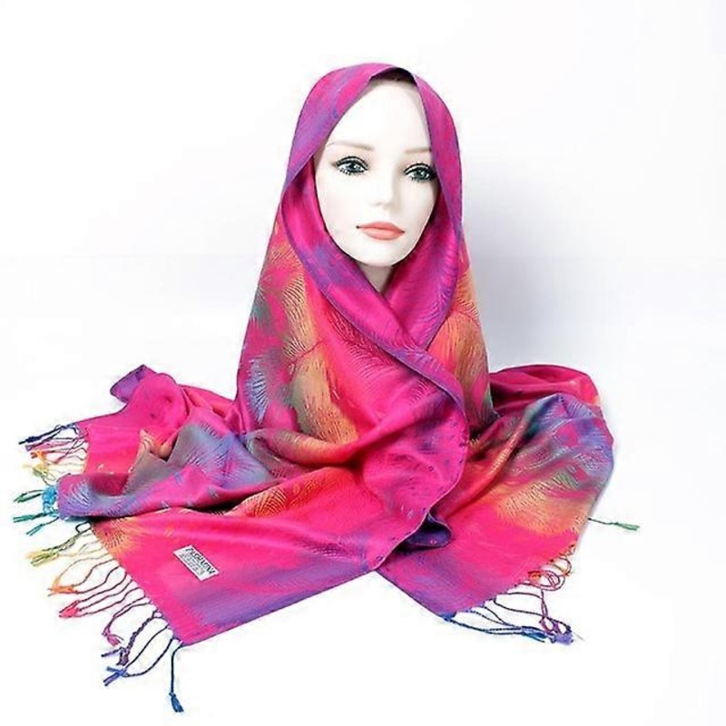 JWL-Rainbow Scarf Jacquard Shawl Peacock Pashmina Feather Cape Handkerchief Bohemian Ethnic Winter Women Cotton Gradient National | Fruugo SG