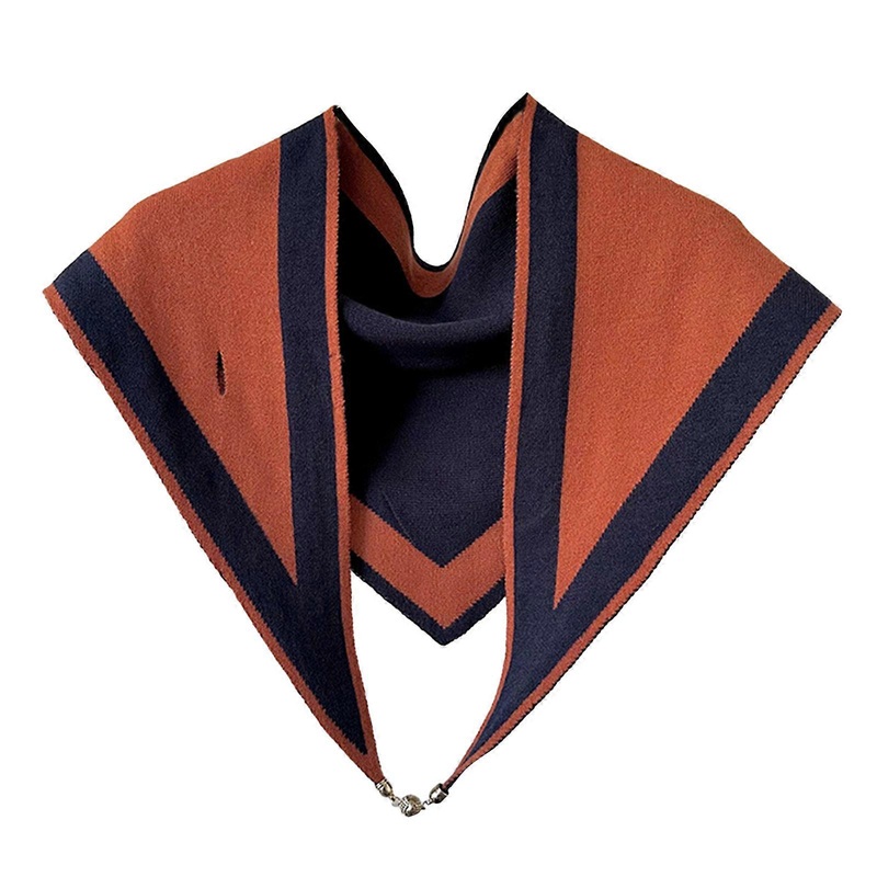 Ladies Triangle Scarf Elegant Style Girls Magnetic Closure Triangle Knitted Scarf Fashion Shawl Casual Neckerchief  Navy blue orange | Fruugo SG