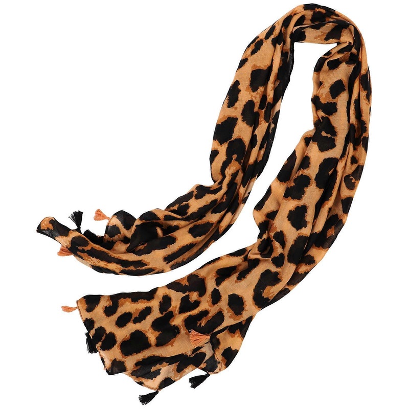 Women Winter Scarf Fashionable Leopard Shawl Family Travel 180x90cm Cotton Sun Block Tassel 1Pack | Fruugo SG