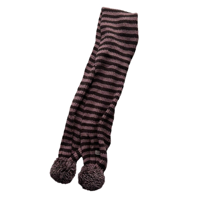 Women Winter Striped Scarf Subculture Styling Neckerchief Y2k Style Decorative Knitted Neck Guard with Pom Pom Decor | Fruugo SG