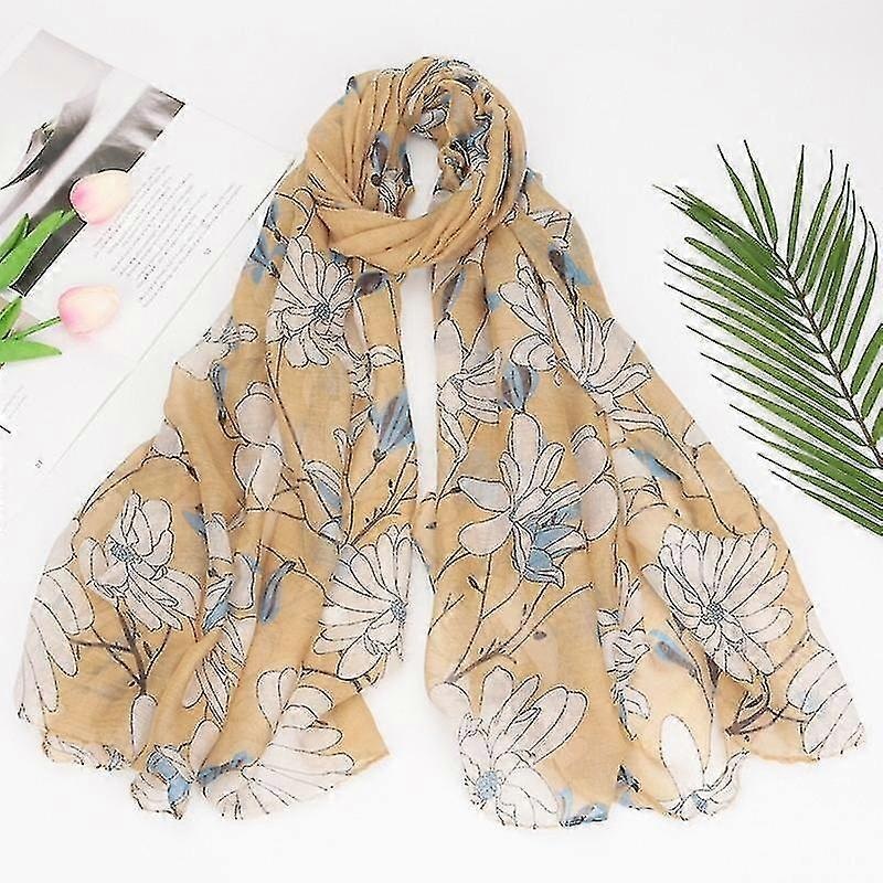 Balinese Print Scarf Ginkgo Leaf Shawl Wrap | Fruugo SG