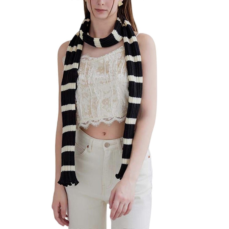 Elegant Chinese Scarf Lotuses Stripe Knited Scarf Comfort Unisex Fashion Accessory for Fashion Consciousness Women  Black | Fruugo SG