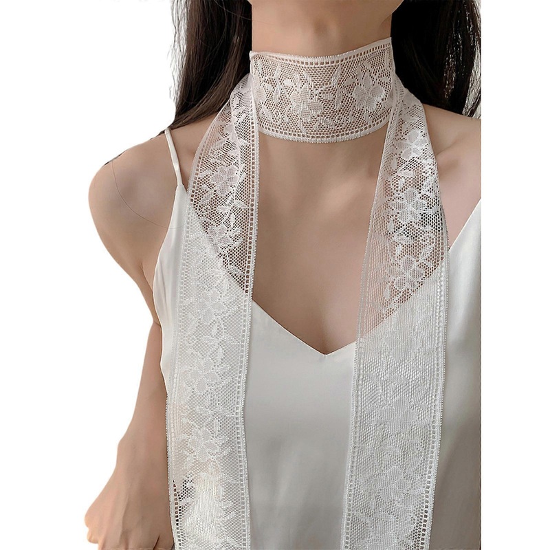 Flower Embroidered Neckerchief Sophisticated Unique Scarves Beautiful Lace Scarf Suitable for Various Event  White | Fruugo SG