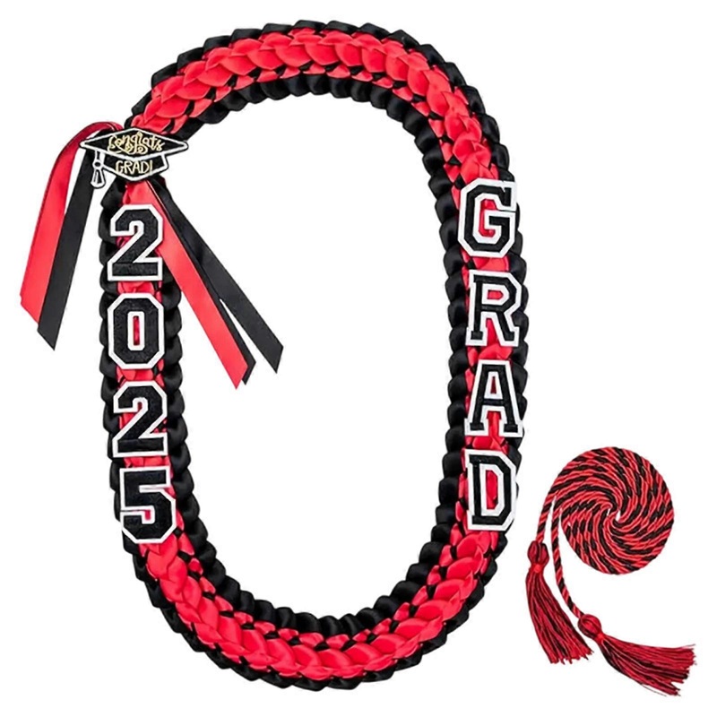 Graduation Lei Academic Regalia Tassels Cord For 2025 Graduates Lei Necklace Double Streamer Design  Red and black | Fruugo SG