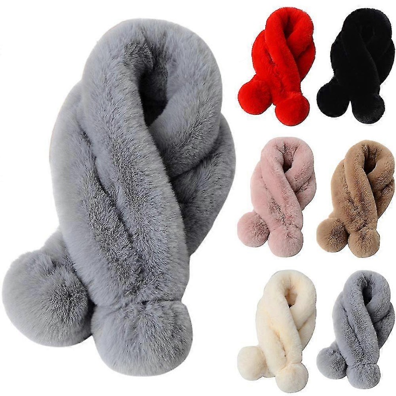 Women Plush Scarf Stole Wrap Scarves Furry Winter Neck Warmer Warp | Fruugo SG