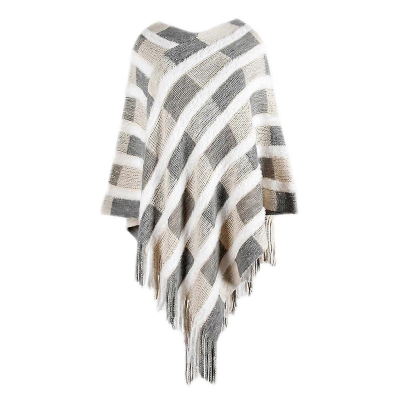 Autumn Winter Pullover Shawl   Knitting Poncho with Tassel for Lady | Fruugo SG