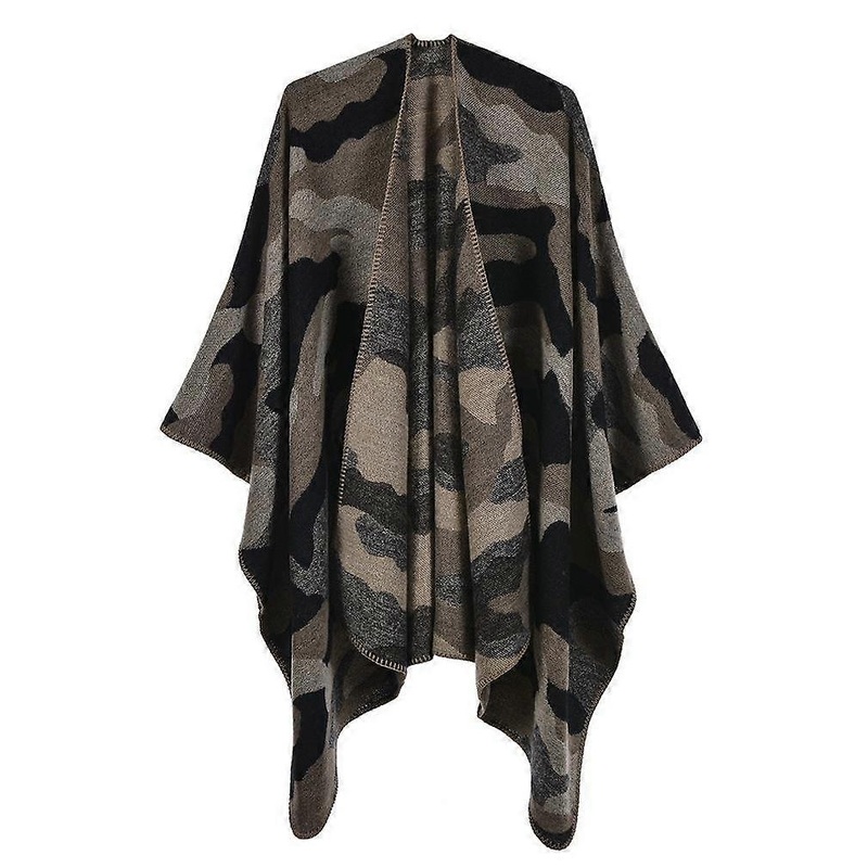 Camouflage Pashmina Shawl Wrap Thicken Warm Poncho Open Front Cape for Lady | Fruugo SG