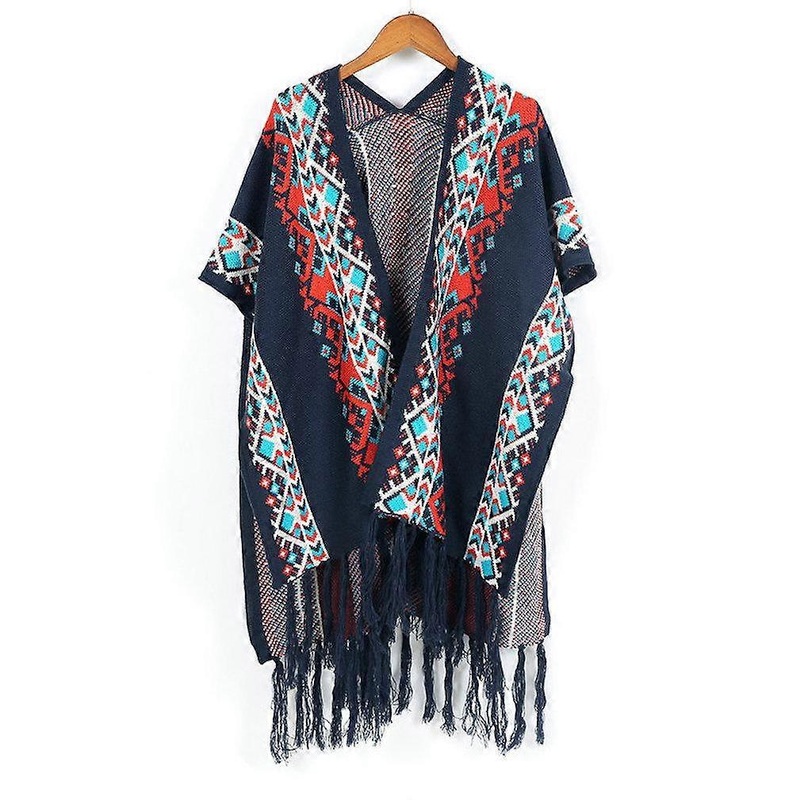 Ethinic Style Shawl Scarf Open Front Poncho Winter Cardigant with Tassel for Lady | Fruugo SG