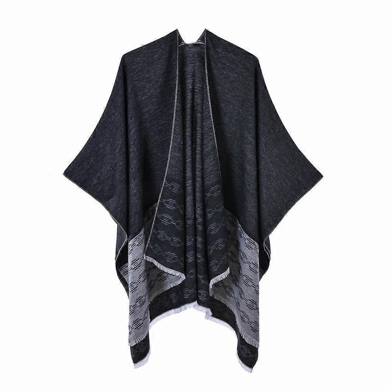 Ethnic Style Pashmina Shawl Wrap Cashmere Feel Poncho Open Front Thicken Cape for Lady | Fruugo SG