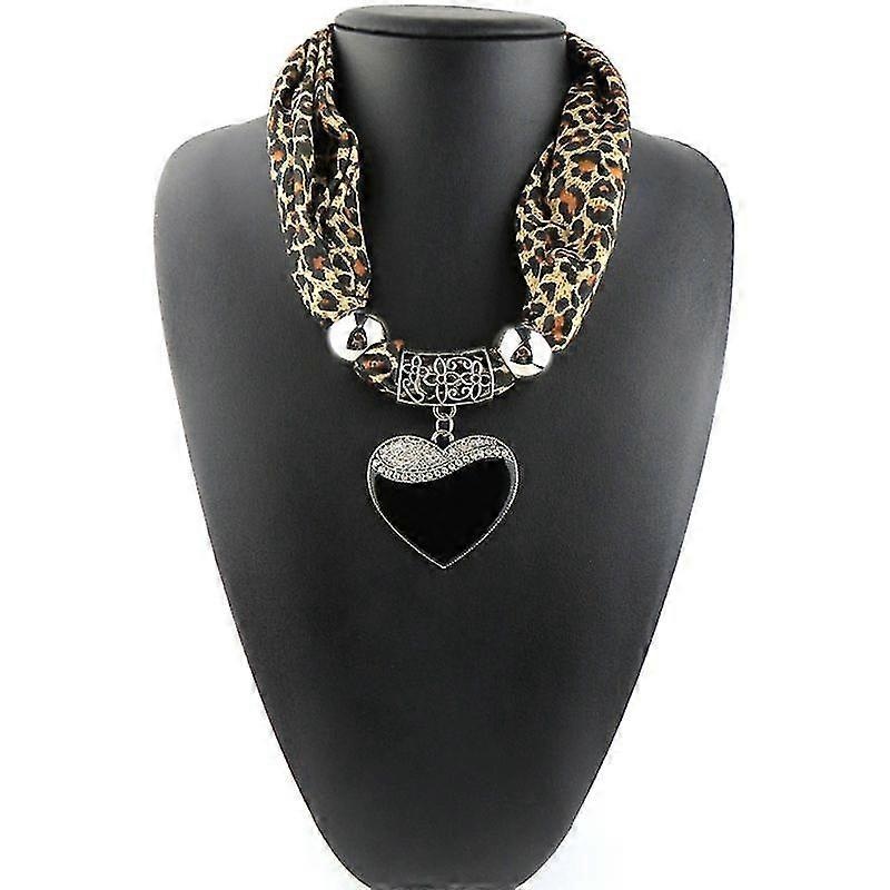 Ethnic Style Women Scarf  Heart Pendant Necklace Pendant Nature Stone Jewelry Scarf Leopard Pattern Scarf | Fruugo SG