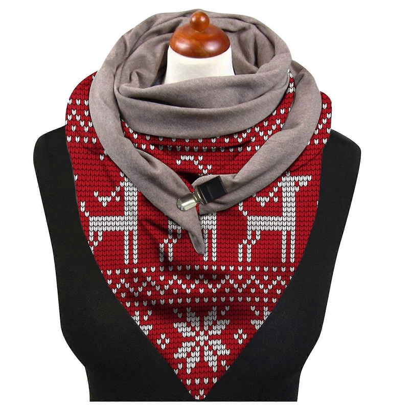 fashion women christmas printing button soft wrap casual warm scarves shawls | Fruugo SG