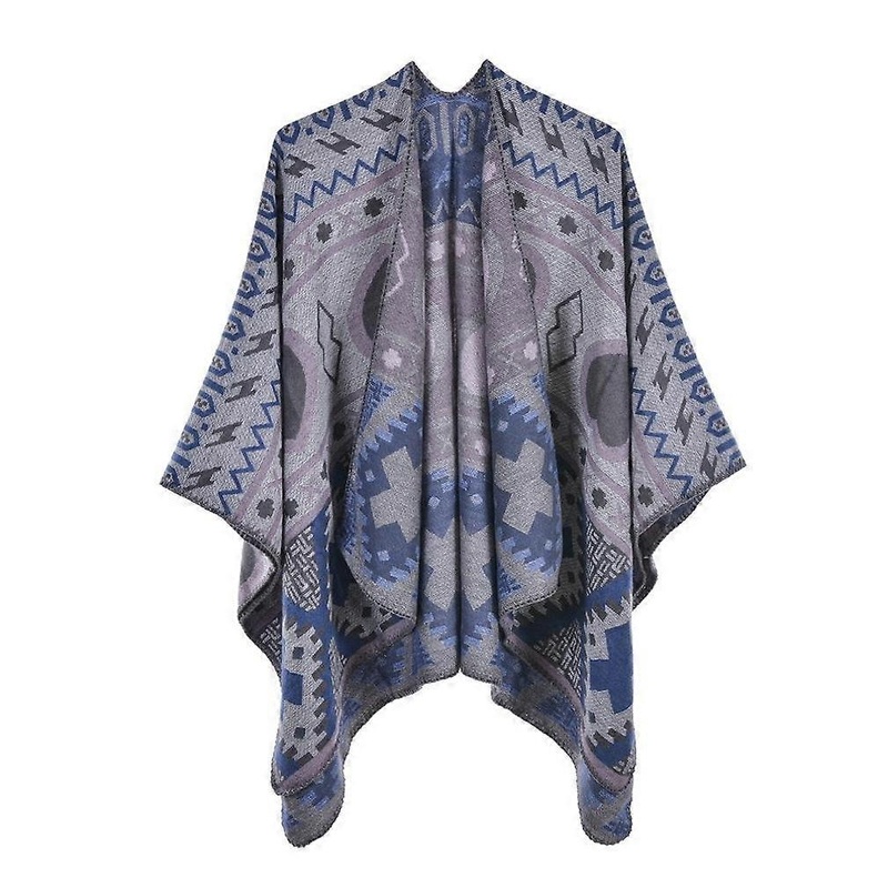 Geometric Pashmina Shawl Wrap Thicken Warm Poncho Open Front Cape for Lady | Fruugo SG