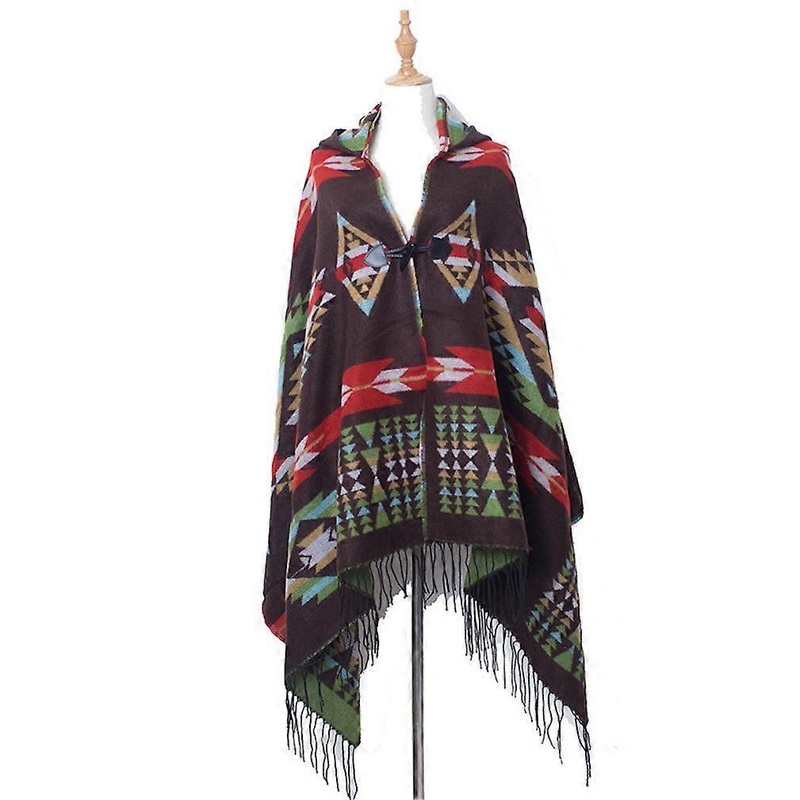 Geometric Wrap Shawl with Tassel Knitting Cardigant Open Front Cape for Lady Ethnic Style | Fruugo SG