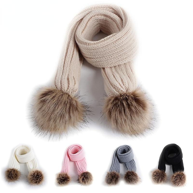 Kids Scarf Pompom Winter Warm Children Toddler Scarves Outdoor Solid Color Knitted Baby Girl Boy Scarf | Fruugo SG