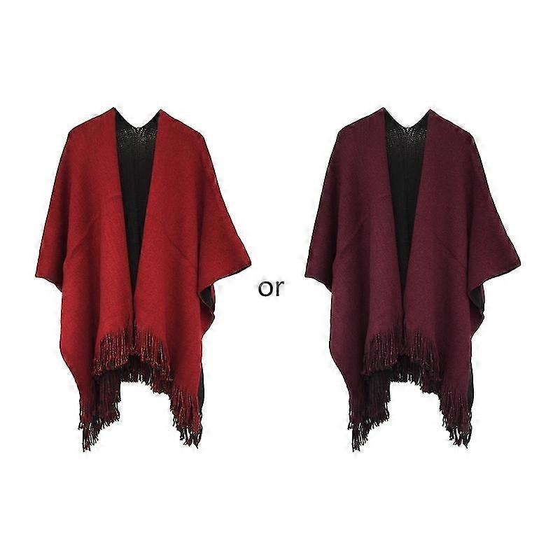 Women’s Blanket Oversized Scarf Wrap Shawl Knit Wrap Poncho Scarf Tassel Fringe | Fruugo SG