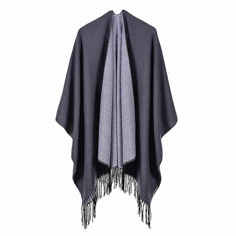 Women’s Jacquard Poncho Blanket Fringed Hem Shawl Wrap Cardigan Coat Cashmere Feel | Fruugo SG