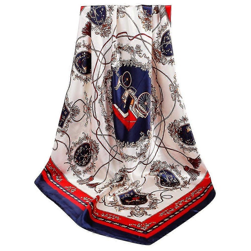1pc Fashion And Creative Printed Imitation Silk Satin Scarf Shawl (blue) | Fruugo SG