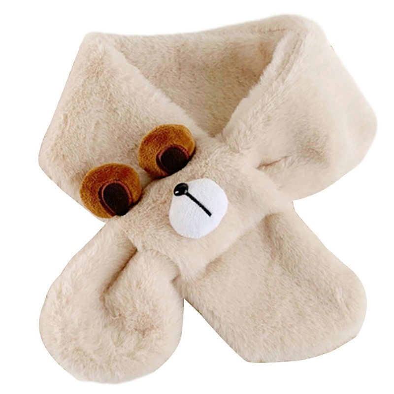 Cartoon Bear Scarf for Baby Toddler Furry Plush Neck Scarf Kids Winter Warm Neckwrap Children Windproof Neck Accessory  Light Khaki | Fruugo SG